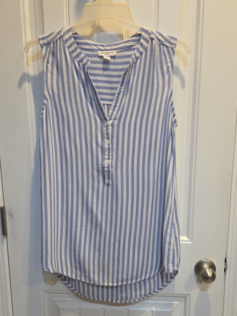 beachlunchlounge Blue and White Striped Sleeveless Tunic Tank/Cover Up